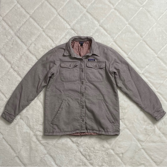 Patagonia Womens Size M Insulated Fjord Flannel Shirt Jacket Gray Quilt Lined - Picture 3 of 14